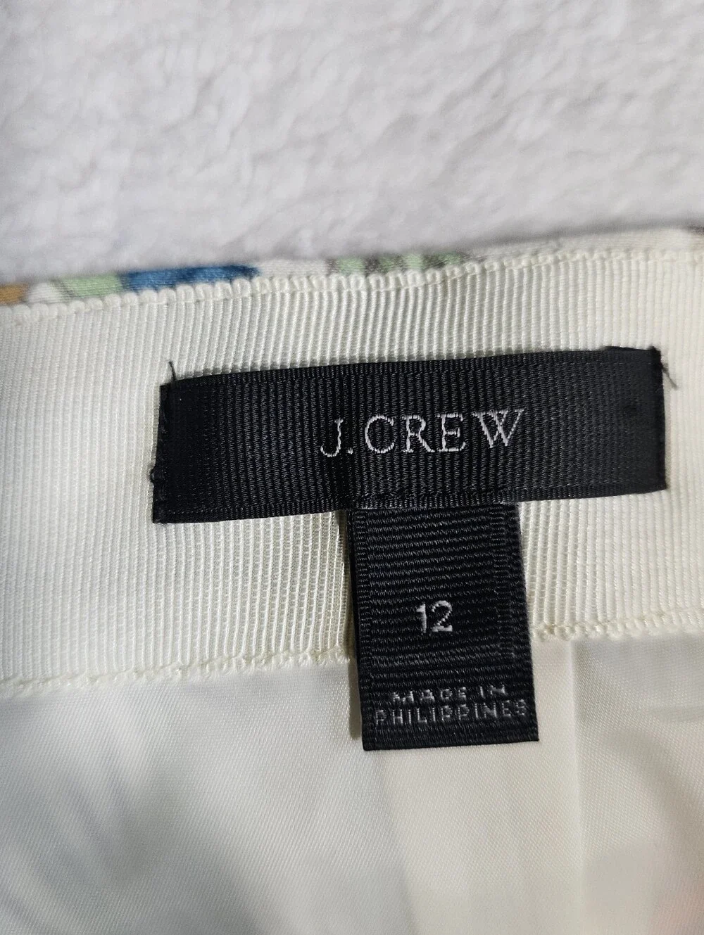 J. Crew Cream Multi Floral Tie-Waist Pencil Skirt
